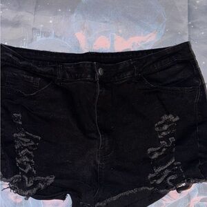 SHEIN Black Distressed Jean Shorts